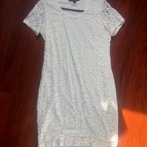 Sharagano lace shirtdress (white, size 6)